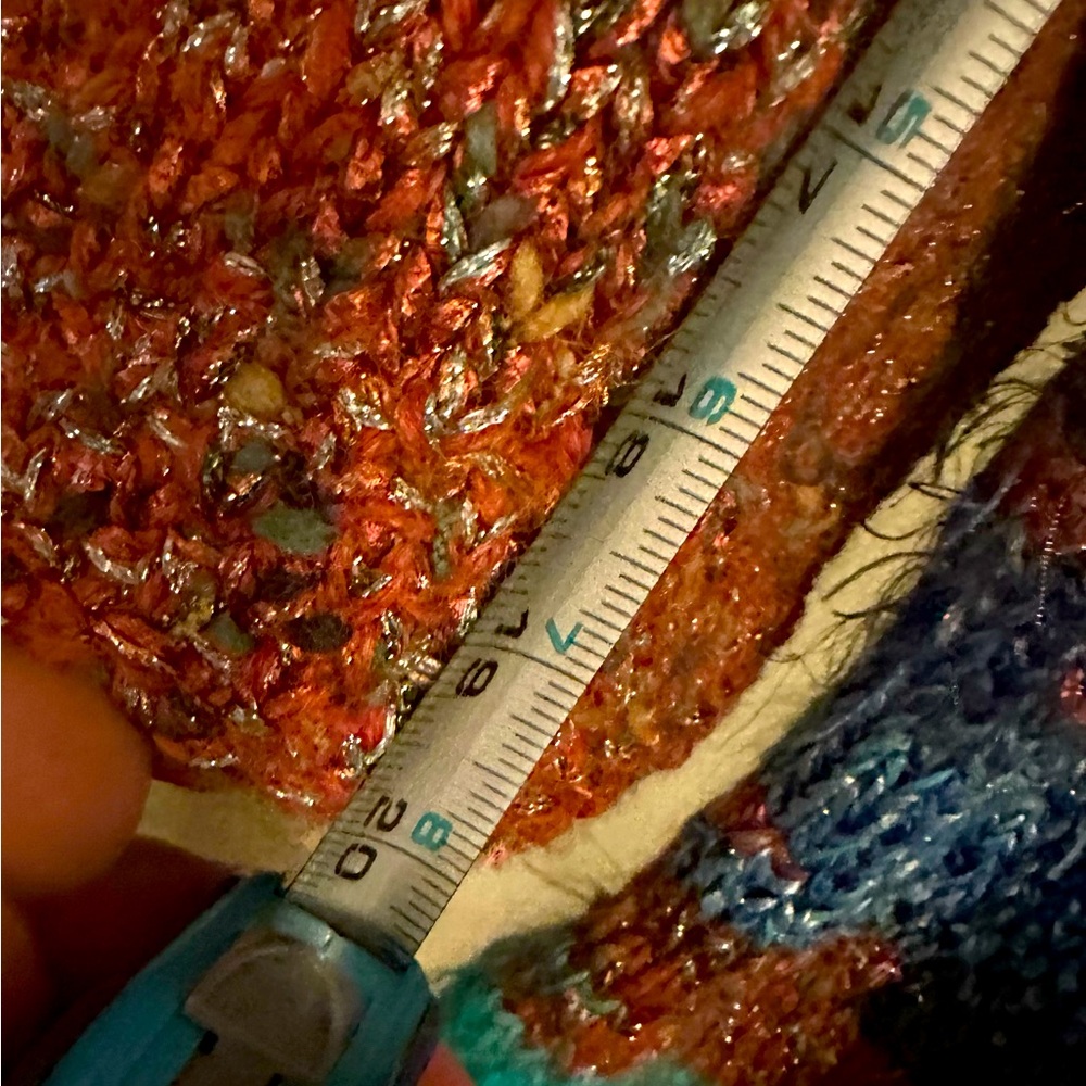 Hand made very heavy sweater with beautiful colors and artistic looking buttons. - Picture 7 of 8